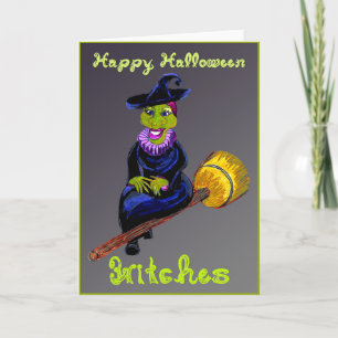Happy halloween Witches Witch på Broomstick Kort