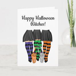 Happy halloween Witches - Witches and Two Cats Kort