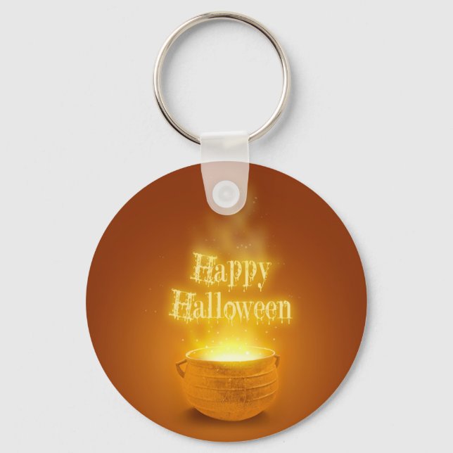 Happy halloween Witch's Caldron Nyckelring (Framsida)
