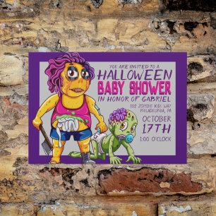 Happy halloween Zombie Baby Shower Vykort