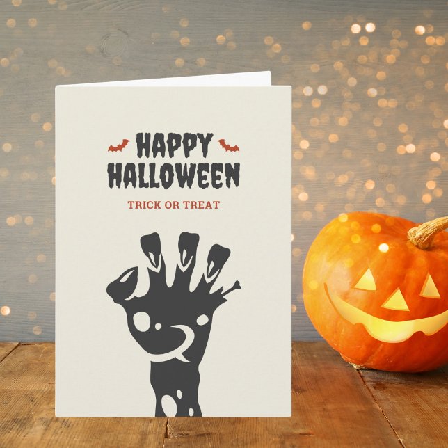 Happy halloween Zombie Hand Bus eller godis Kort (Skapare uppladdad)