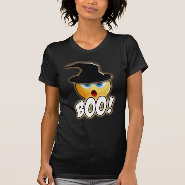 Happy halloweenbu - rolig Emoji häxaT-tröja T Shirt (Framsida)