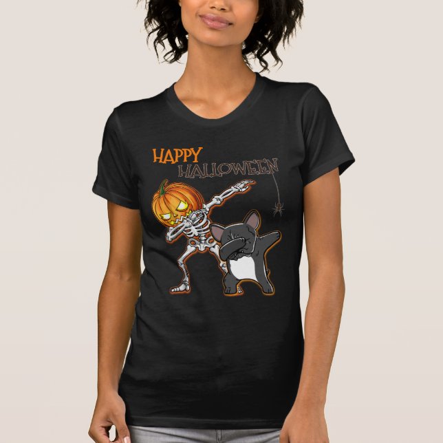 Happy halloweenfranskbulldogg t shirt (Framsida)