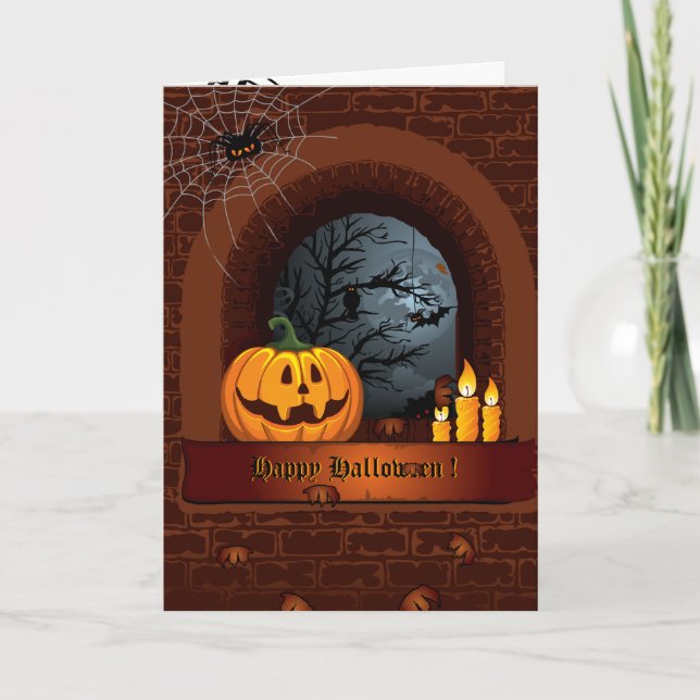 Happy halloweenhälsningkort kort (Framsida)