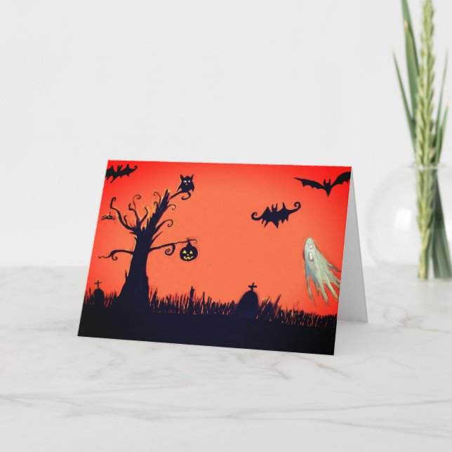 Happy halloweenhälsningkort kort (Framsida)