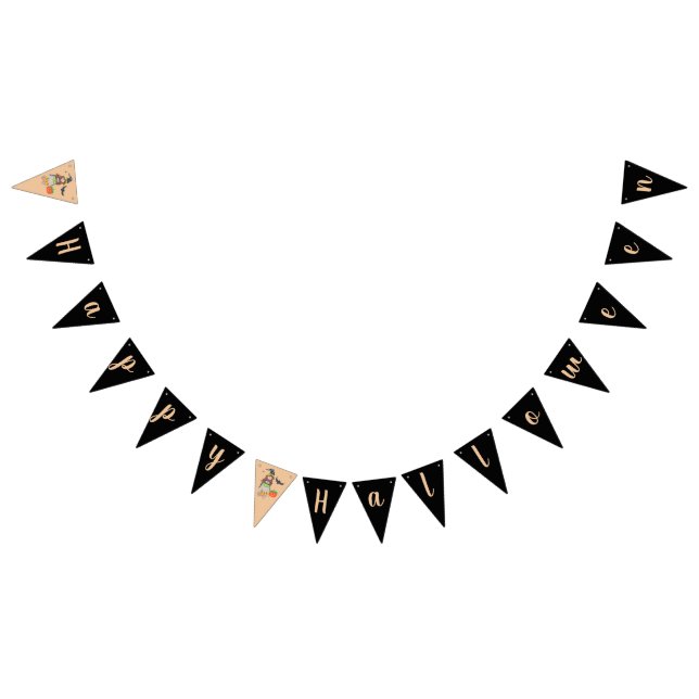 Happy halloweenhäxasvart och persikabaner vimplar (Alla)