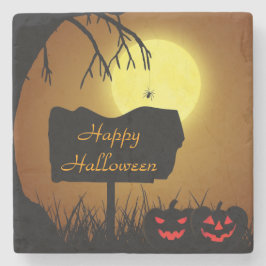 Happy halloweenjack o lanternpumpor underlägg sten