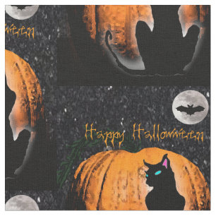 Happy halloweenkatt tyg