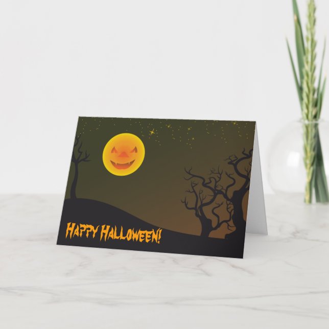 Happy halloweenlyckligmåne kort (Framsida)
