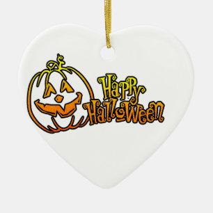Happy halloweenpumpa Jackolantern Julgransprydnad Keramik