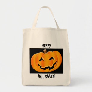 Happy halloweenpumpabus eller godis hänger lös tygkasse