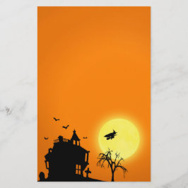 Happy halloweensilhouetten landskap brevpapper