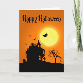 Happy halloweensilhouetten landskap kort
