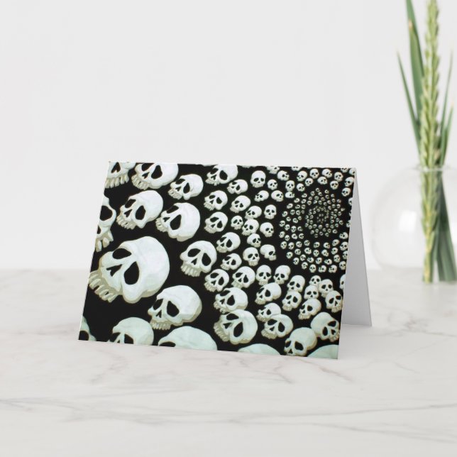 Happy halloweenskallen virvlar runt kortet kort (Framsida)