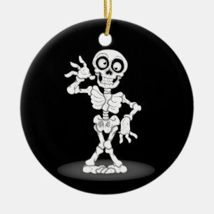 Happy halloweenskelett julgransprydnad keramik
