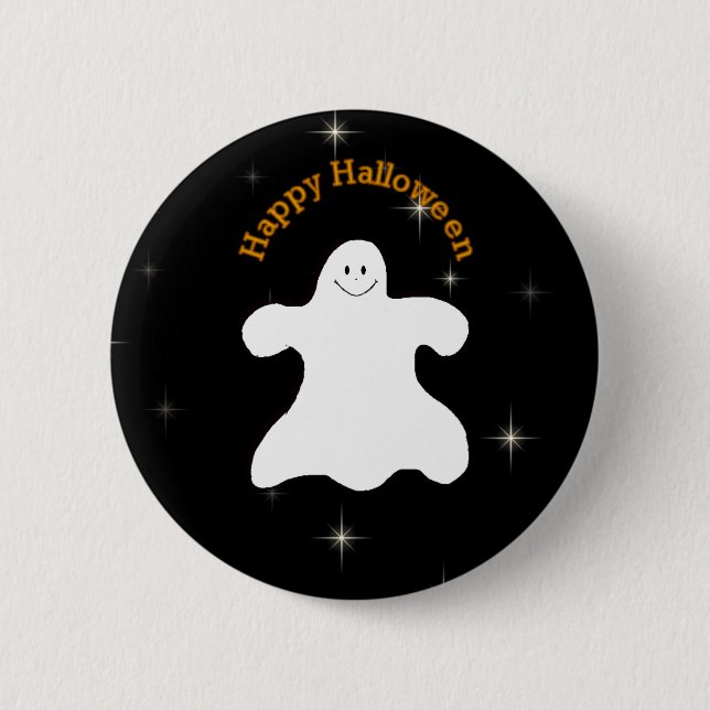 Happy halloweenspöken klämmer fast knapp (Framsida)
