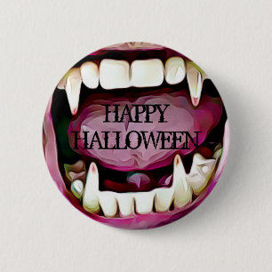 Happy halloweenvampyrhuggtänder knäppas knapp