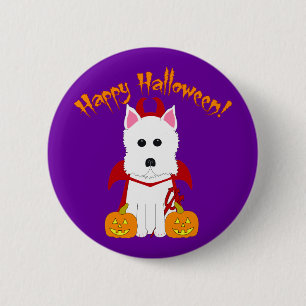 Happy halloweenWestie djävulen Knapp