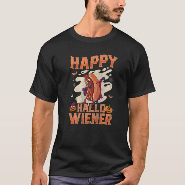 Happy Hallowiener Wiener in Dracula Costume  Wiene T Shirt (Framsida)