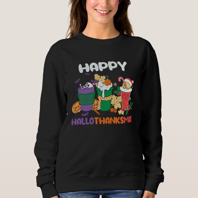 Happy HallowThanksMas Christmas Thanksgiving Hallo T Shirt (Framsida)