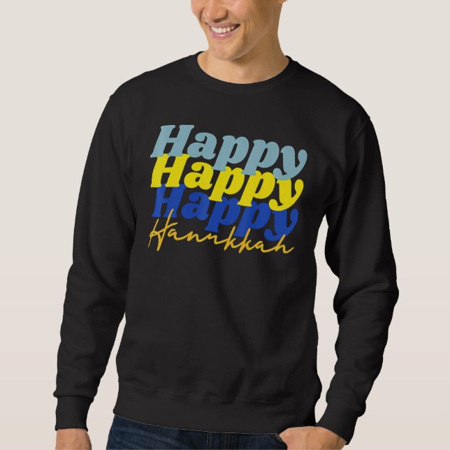 Happy Hanukkah 2022 Chanukah Dreidel Menorah Lång Ärmad Tröja (Framsida)