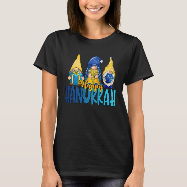 Happy Hanukkah 2022 Gnome Menorah Dreidel Ugly Chr T Shirt (Framsida)