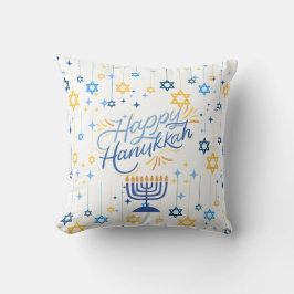 Happy Hanukkah Blue And Gold Kudde
