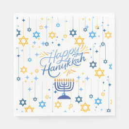 Happy Hanukkah Blue And Gold Pappersservett