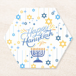 Happy Hanukkah Blue And Gold Underlägg Papper