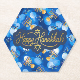 Happy Hanukkah Blue And White Underlägg Papper