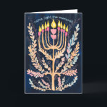 Happy Hanukkah Botanical Menorah Watercolor Helgkort<br><div class="desc">Sweet drawing to wish someone happy hanukkah! Click "edit using design tool" to add your own text. Also available as postcard, flat card or digital download to send instantly via email or text message. Check my shop for more or let me know if you'd like something custom! I can create...</div>