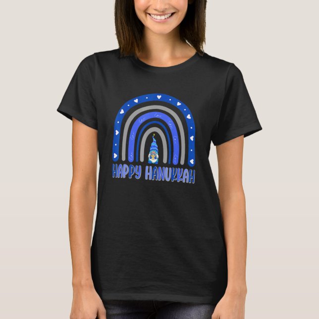 Happy Hanukkah Chanukah Rainbow Menorah Jewish Hol T Shirt (Framsida)