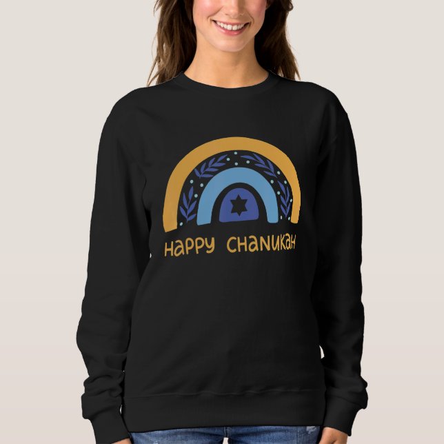 Happy Hanukkah Chanukah Rainbow Menorah Jewish Hol T Shirt (Framsida)