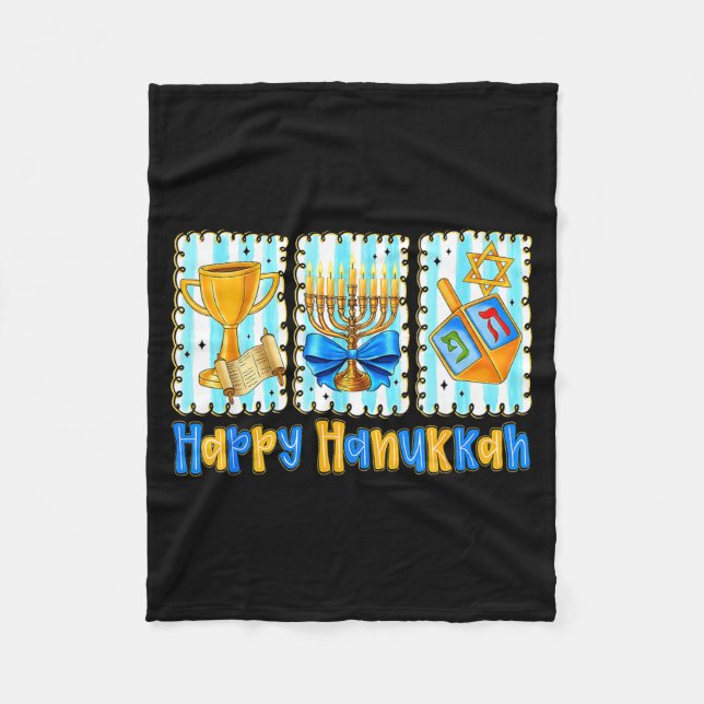 Happy Hanukkah Coquette Menorah Dreidel Chanukah G Fleecefilt (Framsidan)