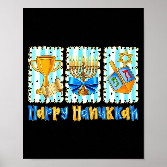 Happy Hanukkah Coquette Menorah Dreidel Chanukah G Poster (Framsidan)