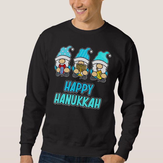 Happy Hanukkah Gnomes Jewish Jew Family Men Women  Lång Ärmad Tröja (Framsida)