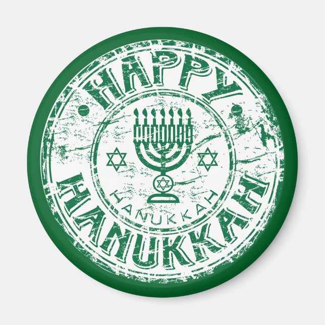 Happy Hanukkah Green Magnet (Framsidan)