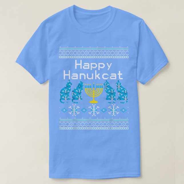 Happy Hanukkah Hanukcat Cat Lover  T Shirt (Design framsida)