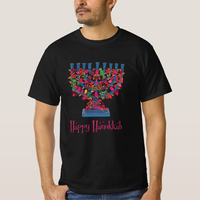 Happy Hanukkah | Hanukkah Festival T Shirt (Framsida)