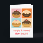 Happy Hanukkah Helgkort<br><div class="desc">Dessert Time - Delicious Hanukkah Donuts Gifts Line Design. All designs are customizable - you may change text fonts,  size & colors,  add/remove/change text & graphics. EveStock Graphics & Design © All rights reserved</div>