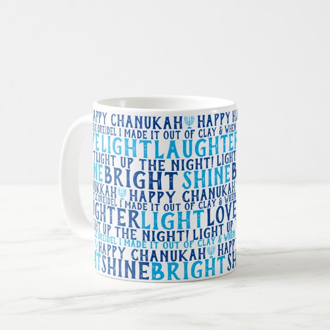 HAPPY HANUKKAH Love Light Laughter Coffee Mug Kaffemugg (Framsida vänster)