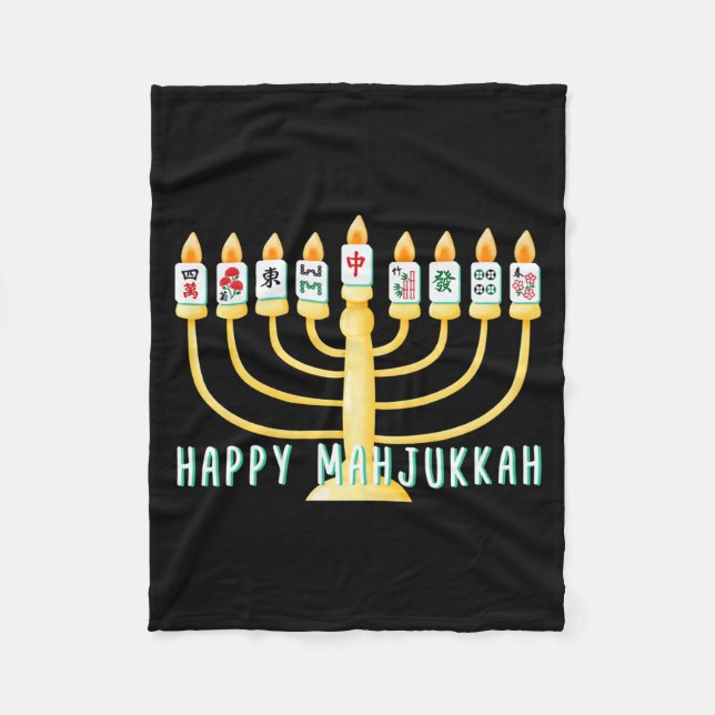 Happy Hanukkah Mahjong Menorah Mahjukkah Chanukkah Fleecefilt (Framsidan)