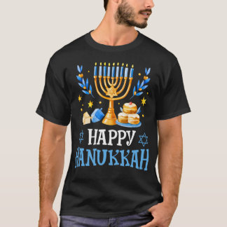 Happy Hanukkah Menorah Dreidel Ugly Chanukah Kids  T Shirt
