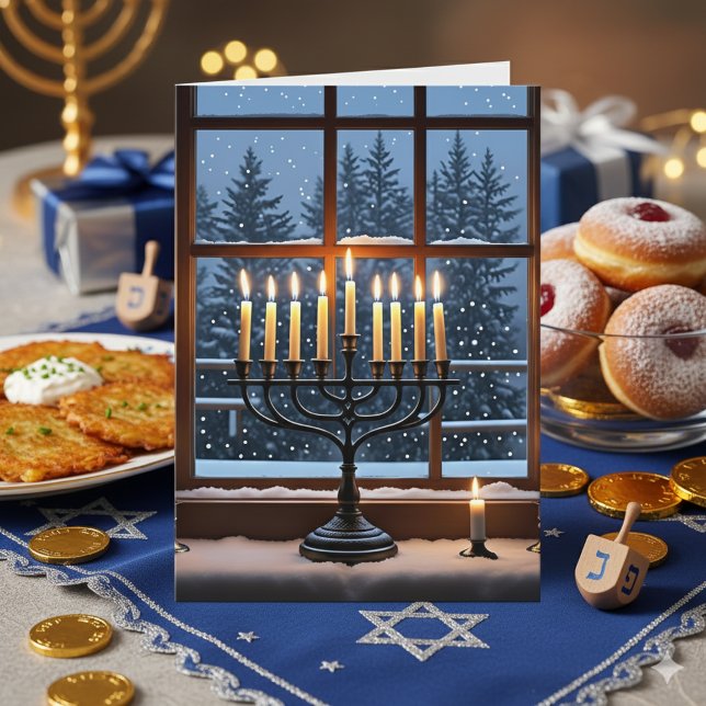 Happy Hanukkah Menorah | Eight Nights of Peace  Kort (Skapare uppladdad)