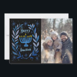 Happy Hanukkah Menorah Hand Drawn CUSTOM PHOTO  Julkort<br><div class="desc">Sweet wreath drawing to wish someone happy holidays! Add your own photo! Click "personalize" to add your own photo. You can also add text to the front or back side. Check my shop for more options. Also available as digital download to send instantly via email or text message and postcards...</div>