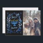 Happy Hanukkah Menorah Hand Drawn CUSTOM PHOTO  Julkort<br><div class="desc">Sweet wreath drawing to wish someone happy holidays! Add your own photo! Click "personalize" to add your own photo. You can also add text to the front or back side. Check my shop for more options. Also available as digital download to send instantly via email or text message and postcards...</div>