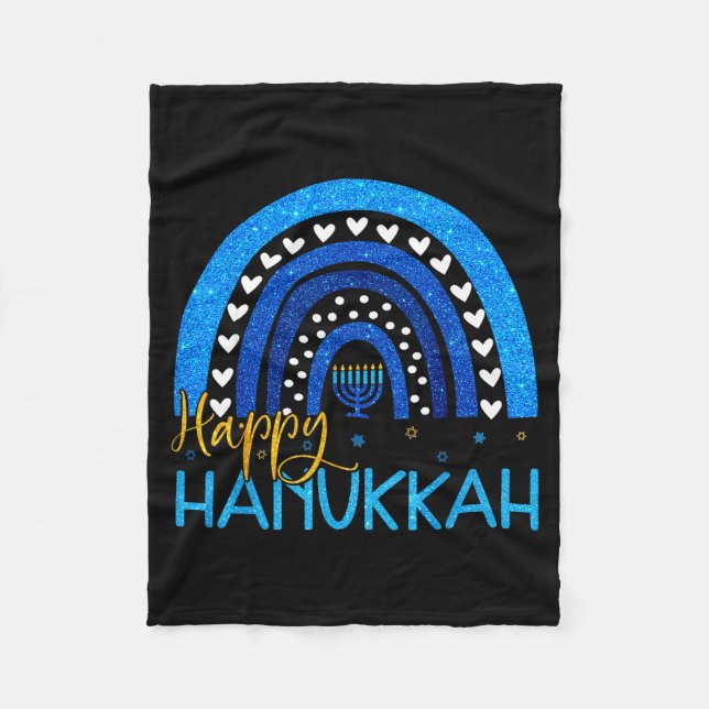 Happy Hanukkah Menorah Rainbow Jewish Gift Women K Fleecefilt (Framsidan)