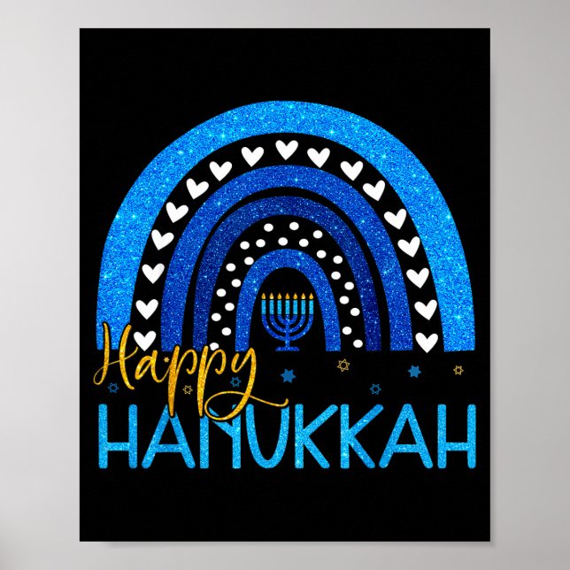 Happy Hanukkah Menorah Rainbow Jewish Gift Women K Poster (Framsidan)