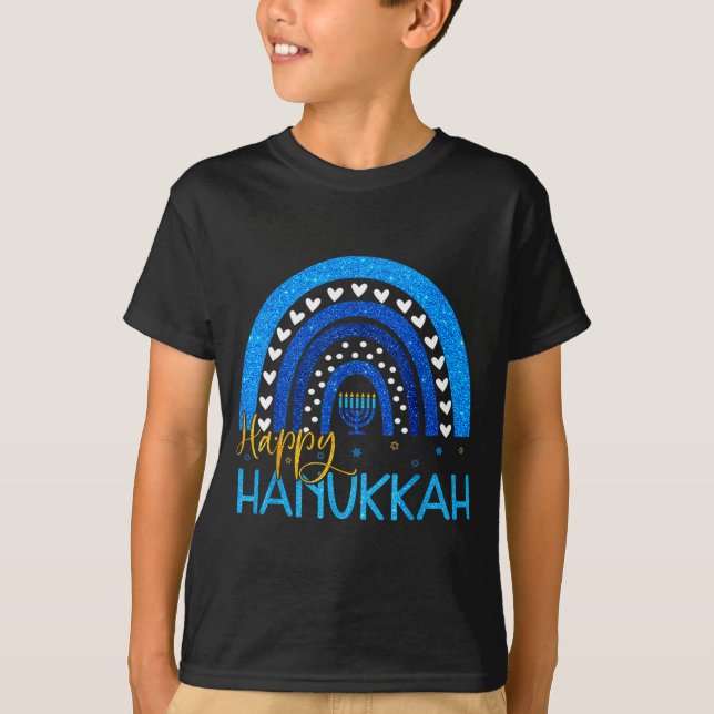 Happy Hanukkah Menorah Rainbow Jewish Gift Women K T Shirt (Framsida)