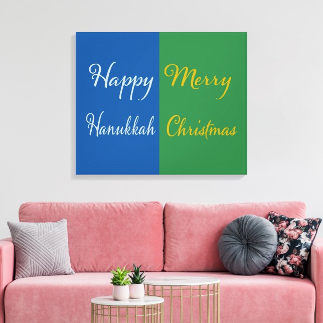 Happy Hanukkah Merry Christmas Dual Holiday Canvastryck (Insitu (Vardagsrum))
